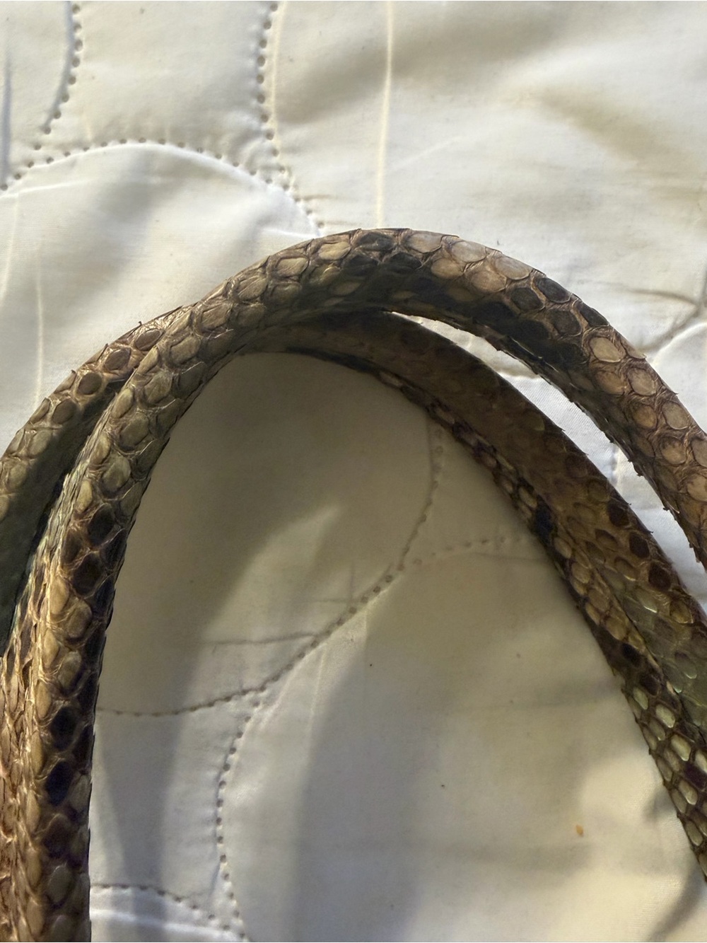 Python-Pattern Drawstring Tote Bag in Tan - Picture 3 of 13